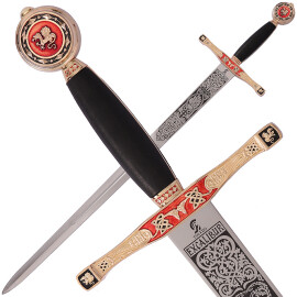 Excalibur Schwert mit goldenem und rotem Email