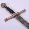 Excalibur meč se zlatou a stříbrnou úpravou jílce
