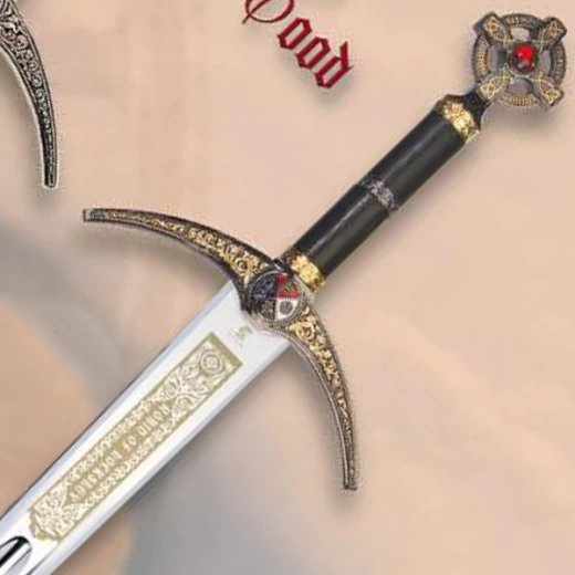 Sword Robin hood with golden pattern on the blade