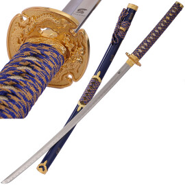 Blue-Gold Katana with sheath