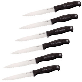 Set of 6 Steak Knives 219mm - 2016 Model with improved handles Cold Steel Kitchen Classics Series
