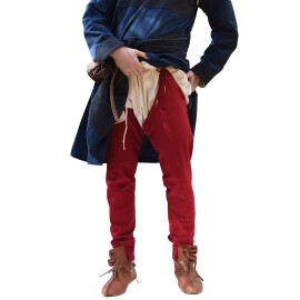Nespojené nohavice na přivázání k pasu, vrcholný středověk, červená