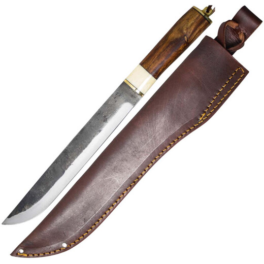 Sax knife with handle of olive wood and bone