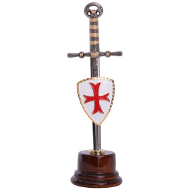 Templar Sword in wooden base - letter opener