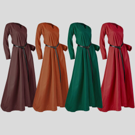 Dámské středověké šaty lehké barvené, 11. - 15. století
