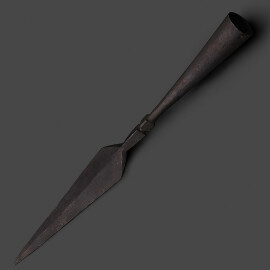 Sharp medieval spearhead, forged