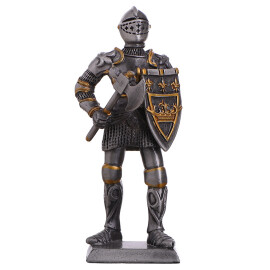 Zinnsoldat mittelalterlicher Ritter mit Axt und Wappenschild 105mm