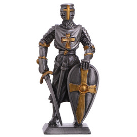 Zinnsoldat mittelalterlicher Ritter Templer mit Schwert und Schild 110mm