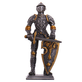 Zinnsoldat mittelalterlicher Ritter in Turnierrüstung mit floralem Dekor 105mm