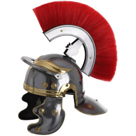 Roman centurion helmet with red crest