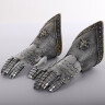 Steel gauntlets with embossed Lion emblem on the cuff
