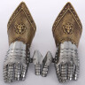 Steel gauntlets with embossed brass-finish cuffs