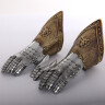 Steel gauntlets with embossed brass-finish cuffs