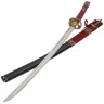 Katana Shimazu wooden red hilt, red scabbard and stand