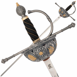 Spanish Cazoleta sword 16th cen., old-silver-finish