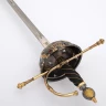 Španělský meč Cazoleta 16 stol. částečně zlatavý povrch