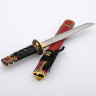 Tokugawa Tanto black leather binding hilt, red scabbard