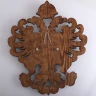 Hand-carved heraldic blazon w. castle and lion 78x67cm