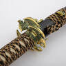 Katana Gold / black scabbard, old-brass tsuba and kashira