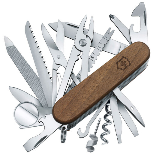 Švýcarský nůž SwissChamp Wood, 91mm se střenkou z ořechového dřeva