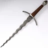 Renaissance dagger Sayer with flame blade and optional scabbard