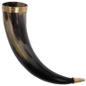 Drinking horn with a rounded brass tip