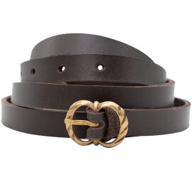 Brown belt with oval brass buckle 140x1.4cm