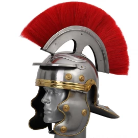 Römischer Zenturio-Helm inklusive Federbusch und Lederfutter