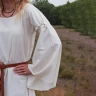 Medieval Shift Dress Burglinde w. Trumpet Sleeves, natural-coloured