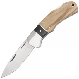 Pocket knife with handle made of olive wood and micarta