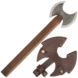 Viking double ax with leather sheath