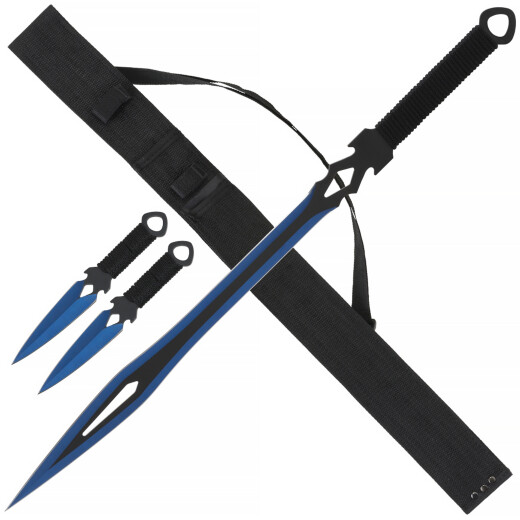 Meč na záda Black & Blue se 2 dýkami