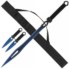 Backsword Black & Blue with 2 daggers