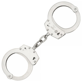Handcuff with a nickel finish