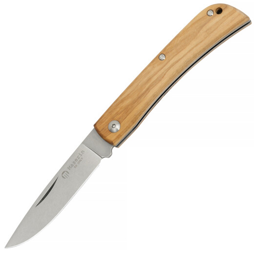 Pocket knife with D2 steel blade and olive wood handle by Maserin