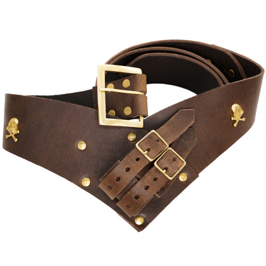 Pirate Brown Leather Belt with Sword Holder
