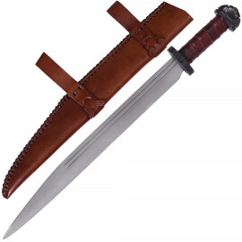Long Seax, Viking Sax Knife with Leather-Wrapped Grip
