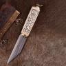 Small Viking Sax Knife with Bone-and-Brass Handle in Norse Style