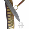 Viking Seax, Long Sax Knife with Damascus Steel Blade and Wood-and-Bone Handle, based on a find from Latvia