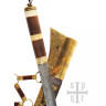 Wikinger-Saxmesser, Langsax mit Damastklinge und Holz-/Knochengriff, nach einem Fund aus Lettland