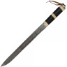 Viking Seax, Long Sax Knife with Damascus Steel Blade and Wood-and-Bone Handle, based on a find from Latvia