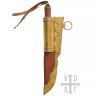 Kleines Wikingermesser mit Damastklinge und Holzgriff, nach einem Fund aus Gotland Dieses handgefertigte wikingerzeitliche Messer besitzt eine geschärfte Klinge aus 256-Lagen-Damaststahl*. Der Griff b