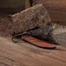 Geschmiedetes Messer mit Lederscheide, ca. 23cm