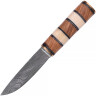 Viking Knife with Damascus Steel Blade and Wood-and-Bone Handle