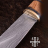 Viking Knife with Damascus Steel Blade and Wood-and-Bone Handle