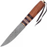 Viking Knife with Damascus Steel Blade and Wooden Handle with Bone Trim