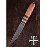 Viking Knife with Damascus Steel Blade and Wooden Handle with Bone Trim