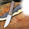 Vikingský nůž s rukojetí z ořešáku a koženým pouzdrem