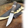 Vikingský nůž s rukojetí z jeleního parohu a koženým pouzdrem
