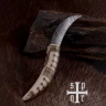 Viking Age Folding Knife with Damascus Steel Blade and Bone Handle